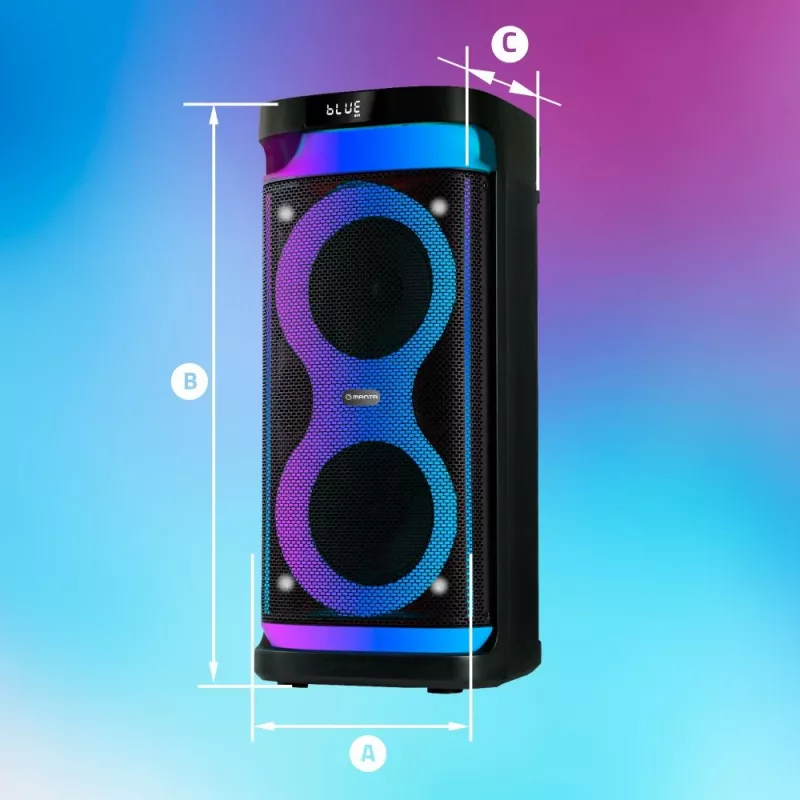 Kaasaskantav kõlar MANTA SPK0601B100, 100 W, Bluetooth, karaoke, juhtmevaba mikrofon, aku, ekvalaiser, diskotuled