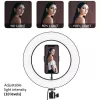 Maclean MCE610 10 12W LED-ringsvalgus statiivi ja Bluetooth-päästikuga, 3 värvi, 10 heledustaset, 10%–100% reguleeritav heledus, 160 LED-i, nutitelefoni hoidikuga valgusti