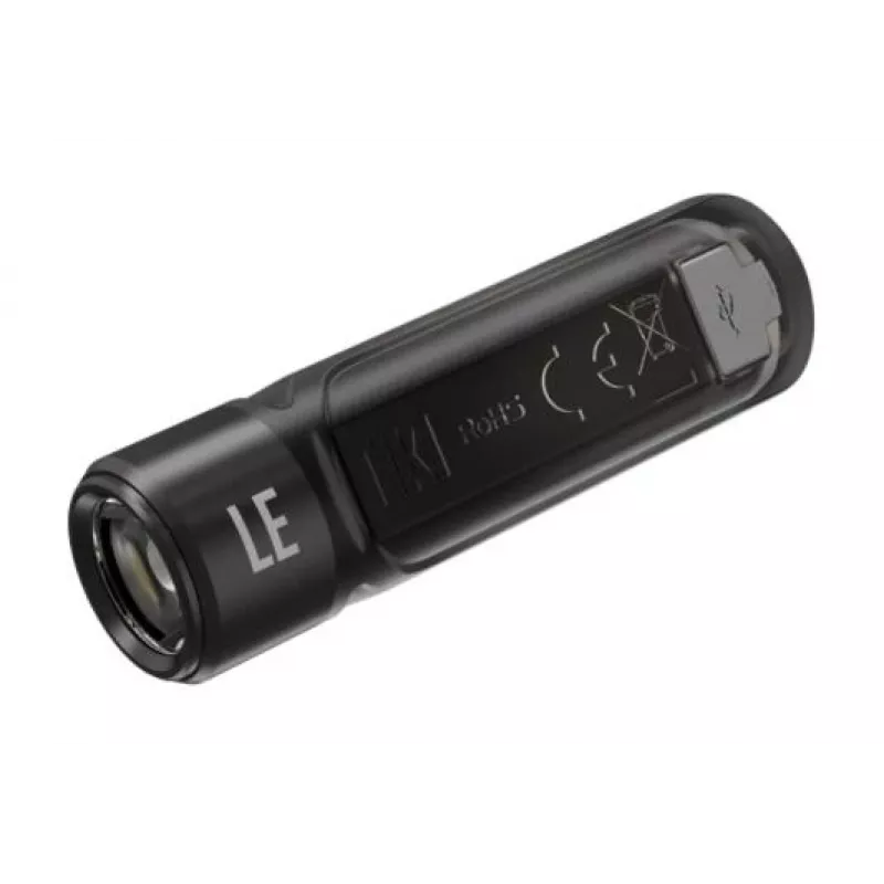 Käsitaskulamp Nitecore TIKI LE — 300 lm, USB-laetav, polükarbonaat, IP66, põrutuskindel, 10,5 g, 55 mm, Must