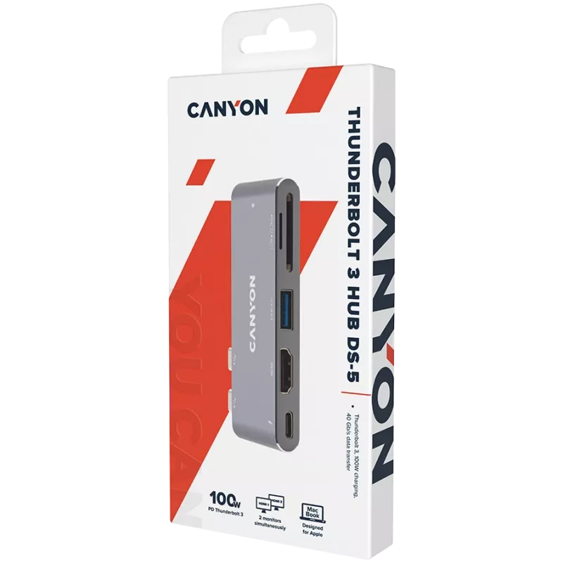 Canyon DS-5 USB 2.0 USB-C hall SD-kaardilugeja 60 Hz