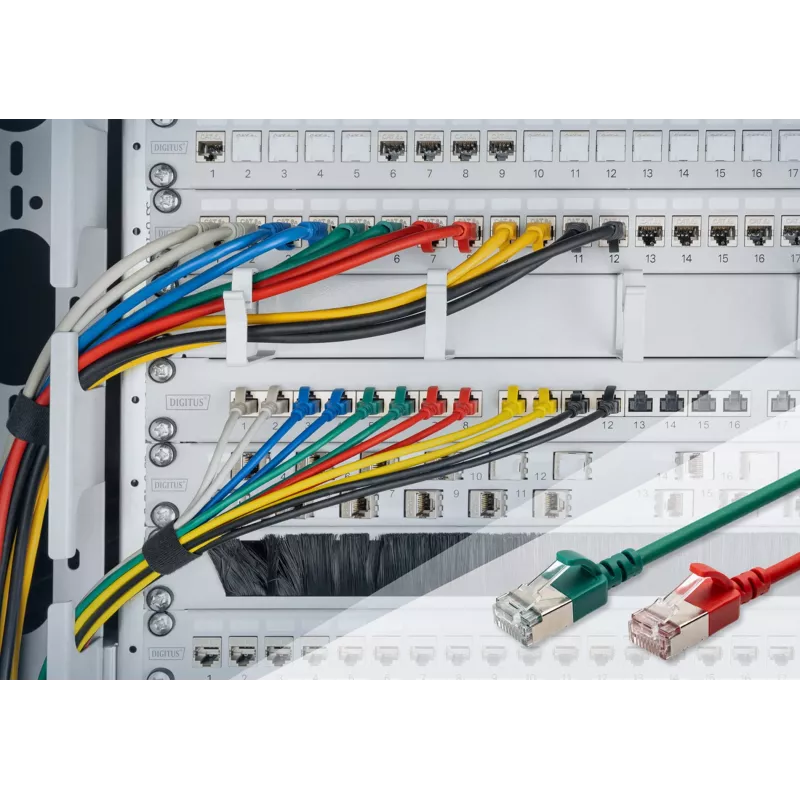 õhuke patch cord DIGITUS CAT6A F-FTP, 7 m, hall, RJ-45–RJ-45, 10 Gbit/s
