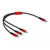 USB-laadimiskaabel DeLOCK 86710 3-ühes USB USB-C – Lightning – Micro USB 30 cm must punane