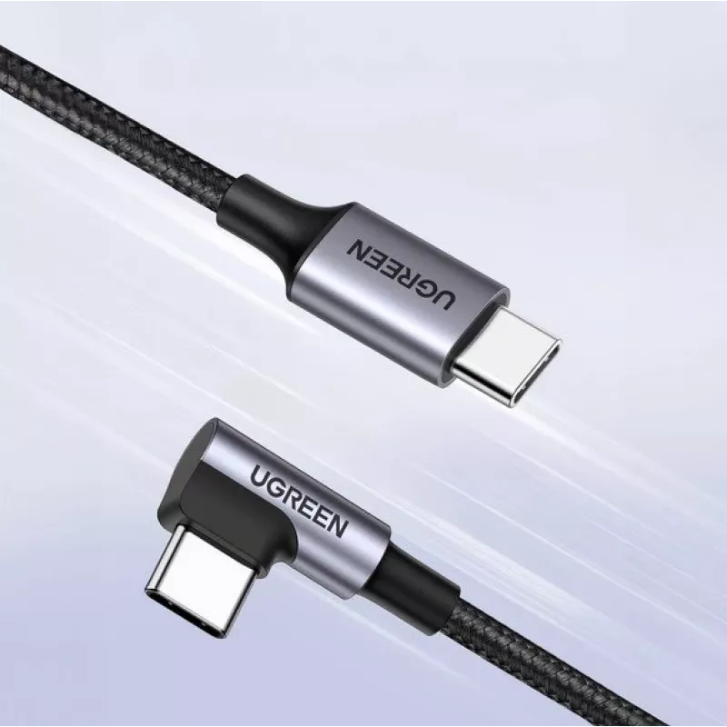 Ugreen USB-C (sirge) / USB-C (nurgeline) PD QC 60W 3A 0.5m US255 (hall)