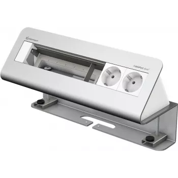 Kindermann CablePort desk² 6-fold - Pistikupesa korpus - pinnale paigaldatav - Toiteplokk X 2 - anodeeritud alumiinium (7430000062)