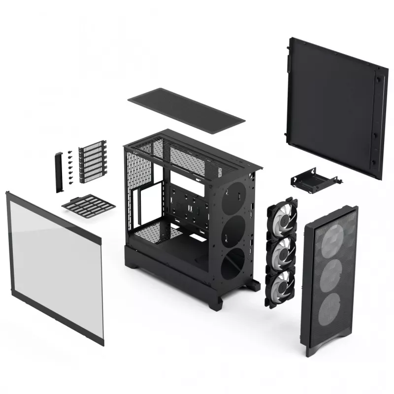 PC korpus Fractal Design Pop 2 Air Must TG RGB Midi Tower — ATX/Micro‑ATX/Mini‑ITX, 3x120mm ees, 1x120mm taga, 2.5 tolli+3.5 tolli pesad