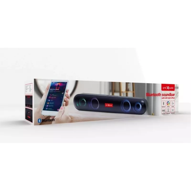 Gembird SPKBT-BAR400L soundbar kõlar Must 2.0 kanalit 10 W