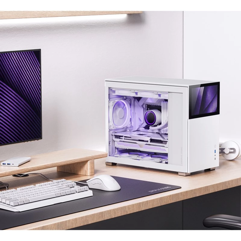 PC-korpus Jonsbo D31 STD Valge — Midi Tower, teras, karastatud klaas, Micro-ATX/ITX/DTX, 2×2,5-tolline + 1×3,5-tolline, GPU kuni 400 mm, CPU jahuti 168 mm