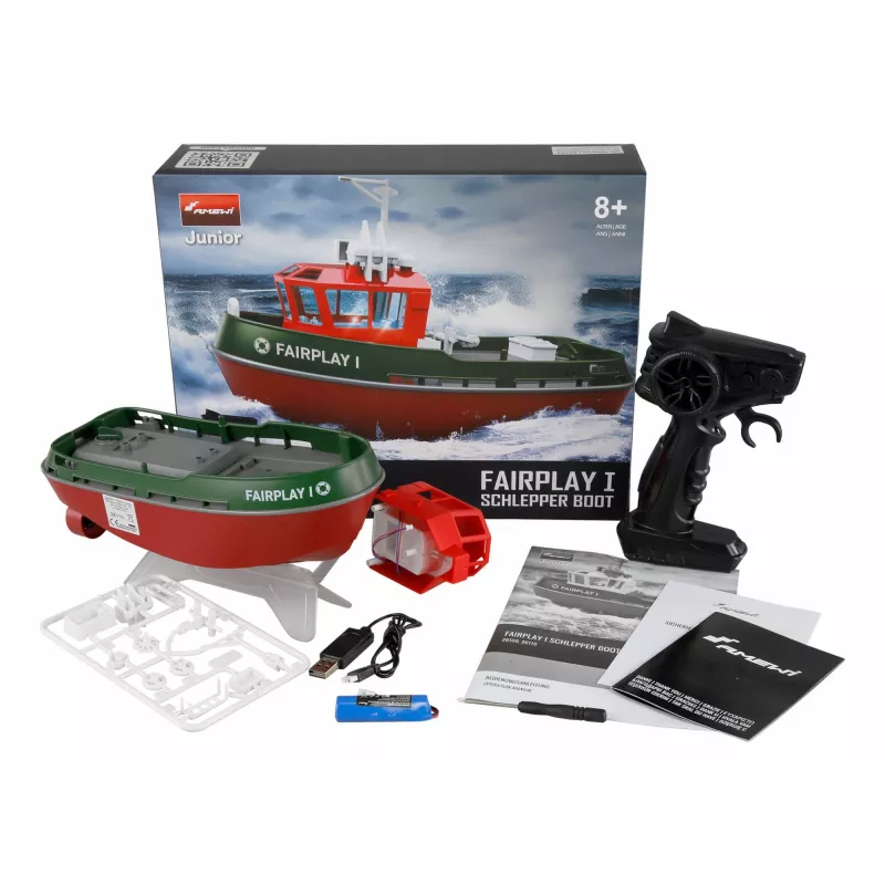 Raadio teel juhitav paat Amewi Fairplay I 1:72 RTR, roheline, 2,4 GHz