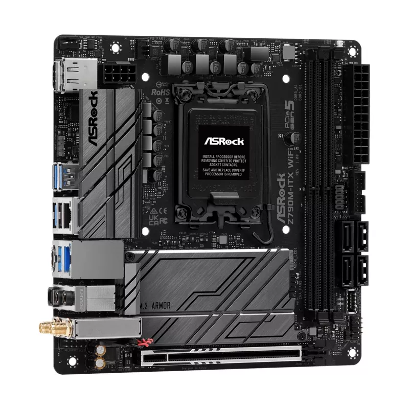 Emaplaat ASRock Z790M-ITX WiFi — Intel Z790, LGA 1700, mini ITX, DDR5, 2x DIMM, 64 GB, 2,5Gb LAN, Wi‑Fi 6E