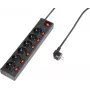 Pikendusjuhe Renkforce 615B-CMB — liigpingekaitse, 6 pistikupesa, must