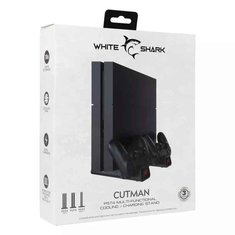 Jahutuspad White Shark PS4-19076 Cutman kahe laadimisdokiga kontrolleritele