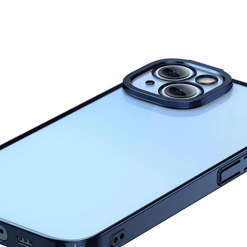 Kaitseümbris ja karastatud klaasi komplekt Baseus iPhone 14 Plus jaoks — Glitter läbipaistev sinine