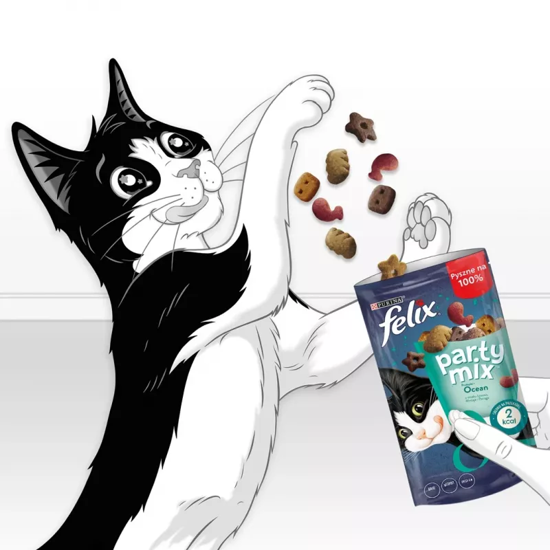 Kassi maiused Felix Party Mix Ocean Mix kotike 60 g — täiskasvanud kassi suupiste