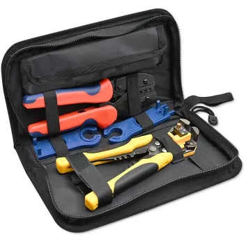 Qoltec Solar Tool Kit ühilduv MC4 pistikutega | pressimistangid + automaatne juhtmeisolatsiooni eemaldaja