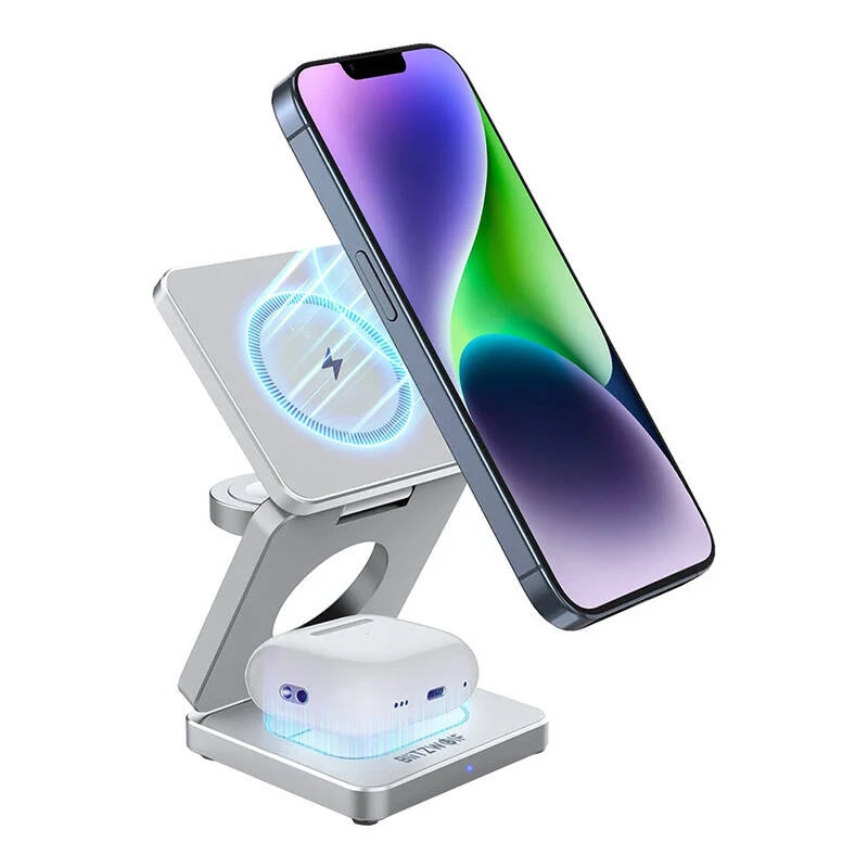 Juhtmevaba laadija BlitzWolf BW-IW30 3-ühes kiirlaadimisjaam iPhone'ile ja Samsungile, juhtmevaba 3 seadme laadimine