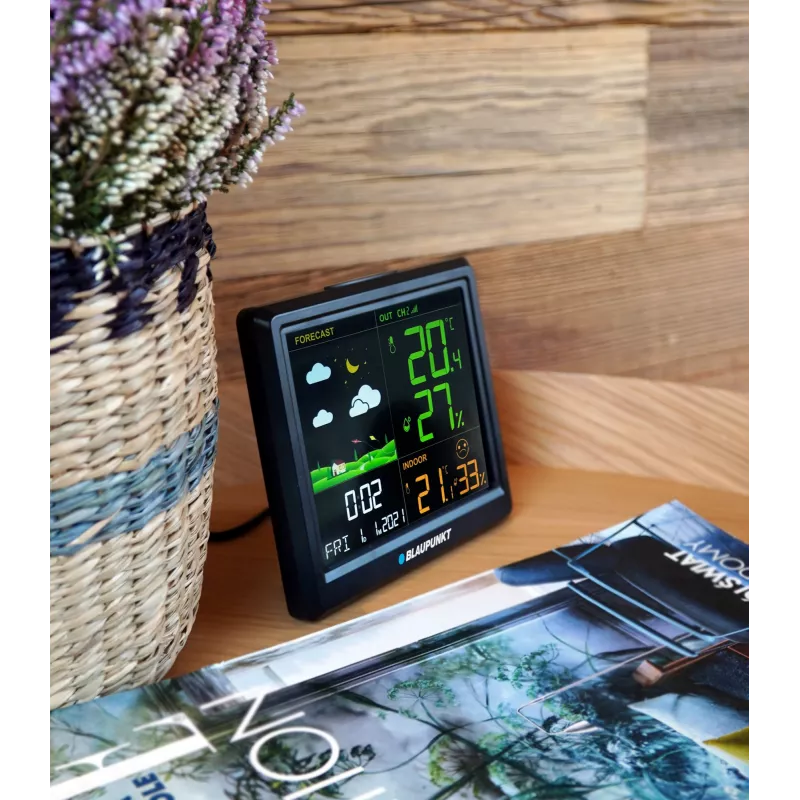Ilmajaam BLAUPUNKT WS25BK — sise- ja välistemperatuuri ning -niiskuse monitor, must, 1 andur, LCD-ekraan
