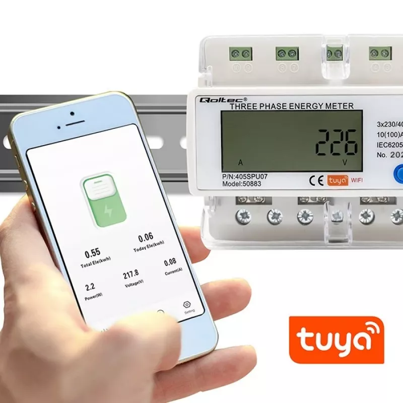 Kolmefaasiline energiaarvesti QOLTEC 50883 Wi‑Fi 400V LCD-ekraaniga