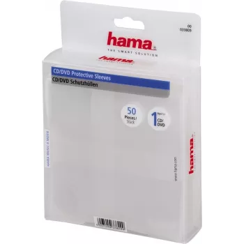 Hama CD/DVD kaitsekatted, 50 tk pakend, 50 ketast, Läbipaistev