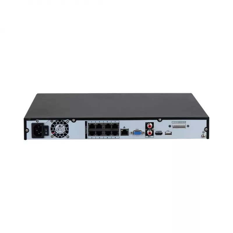 Võrguvideosalvesti DAHUA NVR4208-8P-EI — 8-kanaliga NVR 8 PoE-pordiga, 180/256 Mbps ribalaius, 16 TB maksimaalne salvestusmaht