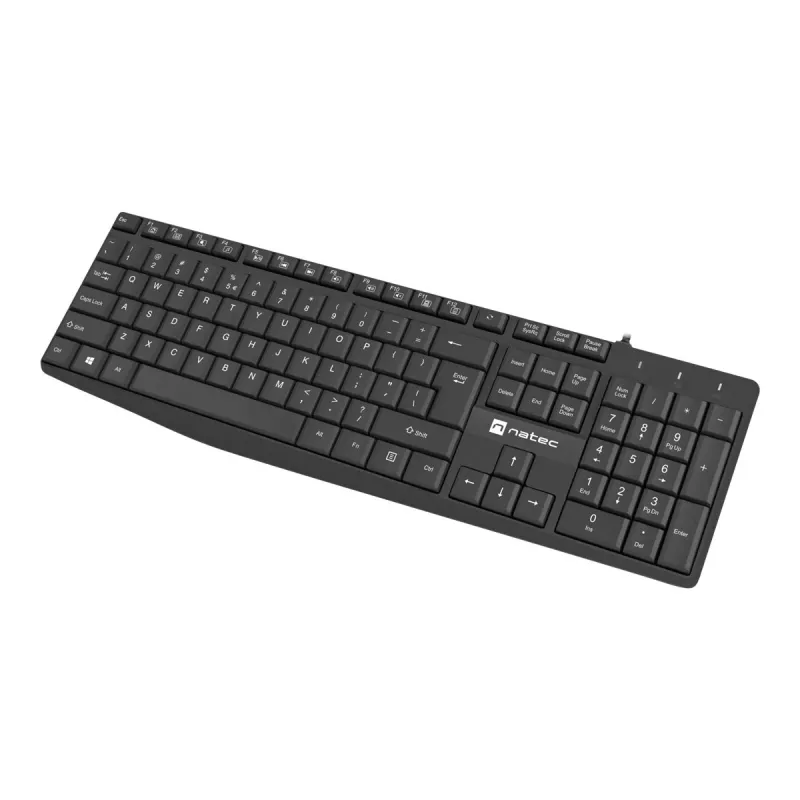 Juhtmega täissuuruses klaviatuur NATEC NAUTILUS NKL-1950 — USB, QWERTY US International, 105 klahvi, must