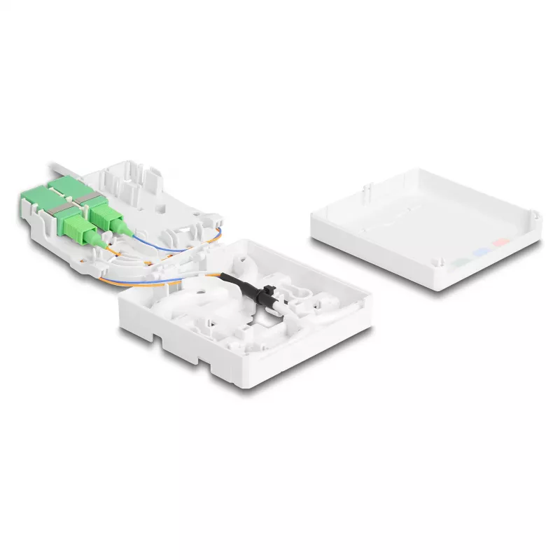 Optiline kiudühenduskarp DELOCK 2 x SC/APC Simplex koos 30 m G.657.A1 sisendkaabli komplektiga