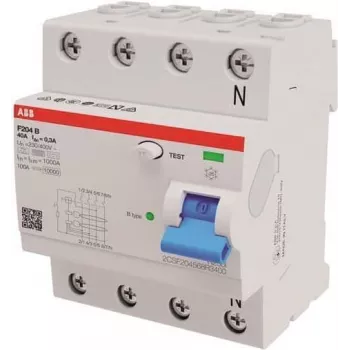 ABB Stotz S&J rikkevoolukaitselüliti tüüp B 4P 40A, 300mA, 3kA, 4TE F204B-40/0,3-4TE (2CSF204568R3400)