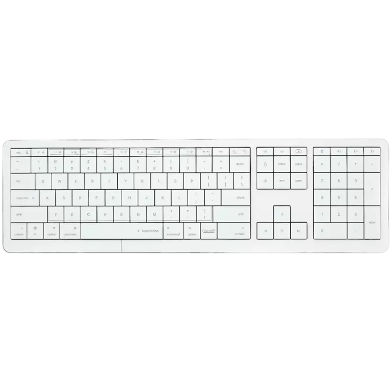 Juhtmevaba klaviatuur CLEVETURA CLVX 1 Touch-On-Keys AI — ANSI US Mac paigutus, käärikuklahvid, alumiiniumraam, interaktiivne RGB