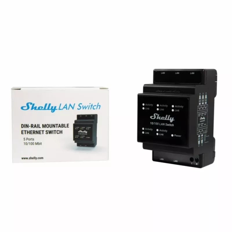 Nutika lüliti Shelly LAN Switch Must AC 110–240 V 1 W