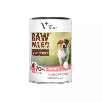 Märg koeratoit VETEXPERT RAW PALEO Monoprotein Pork 400 g purk, noortele koertele, gluteenivaba, sojavaba