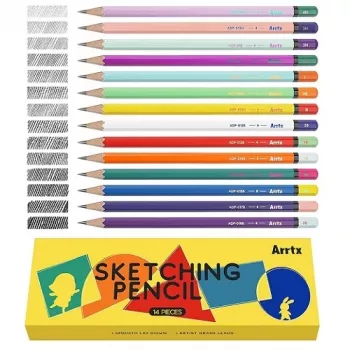 Pliiatsikomplekt Arrtx LC303571 — joonistus-sketšikomplekt 14 tk, kõvadusastmed 4H–8B