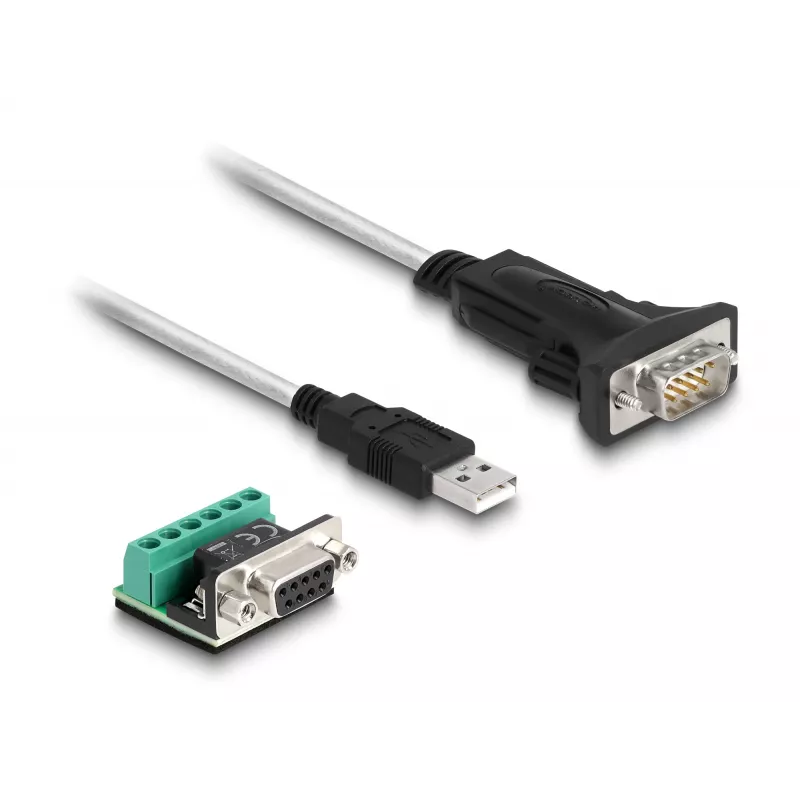 DeLOCK 63465 jadakaabel must läbipaistev 1,8 m USB tüüp-A DB-9