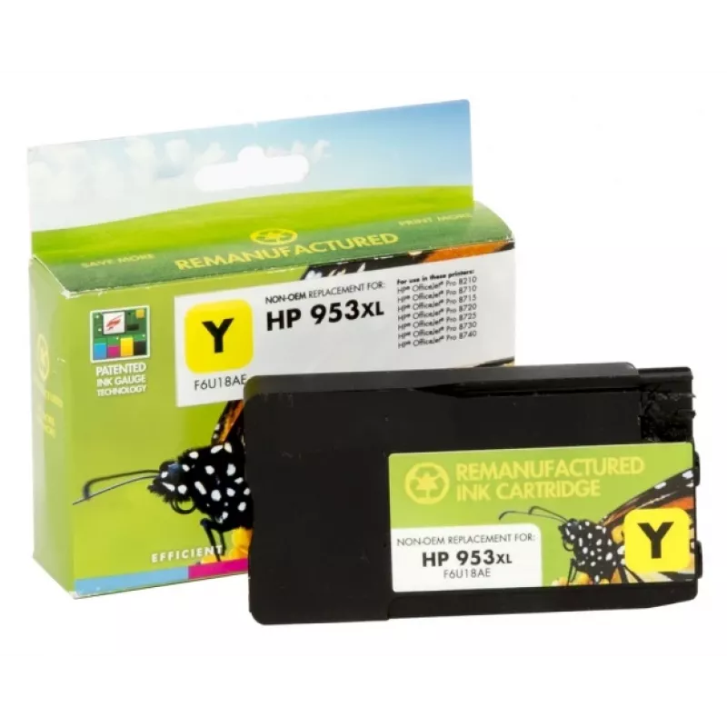 Ühilduv Static Control HP 953XL (F6U18AE) tindikassett, kollane (uus kiip)