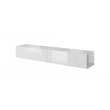 TV-alus cama meble SLIDE 200 — 2000×400×300 mm, valge läikiv MDF pealispind, valge raam