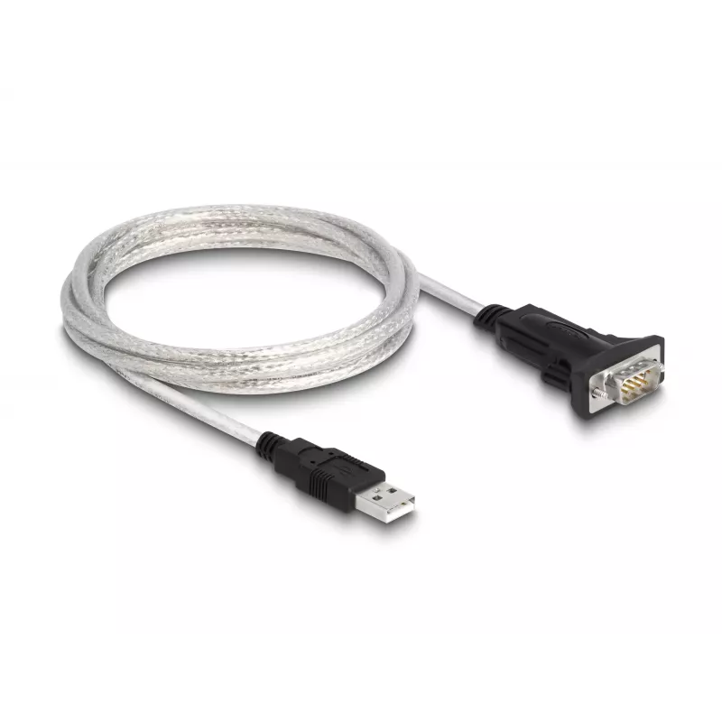 DeLOCK 63465 jadakaabel must läbipaistev 1,8 m USB tüüp-A DB-9