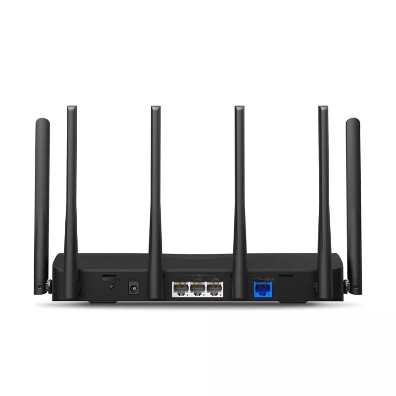 Lauaruuter MERCUSYS MR47BE — kolmeribalane Wi‑Fi 7 (2,4/5/6 GHz), 9300 Mbps, 3× RJ‑45, 2,5GbE, 6 välist antenni