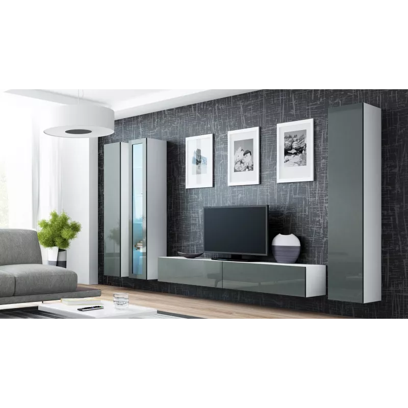 Cama Vitriinkapp VIGO '180' 180/40/30 valge/hall läikiv