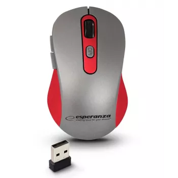 Juhtmevaba optiline hiir ESPERANZA EM131R 2,4 GHz, 1600 DPI, mõlemakäeline, nano-USB-vastuvõtja, 6 nuppu, hall