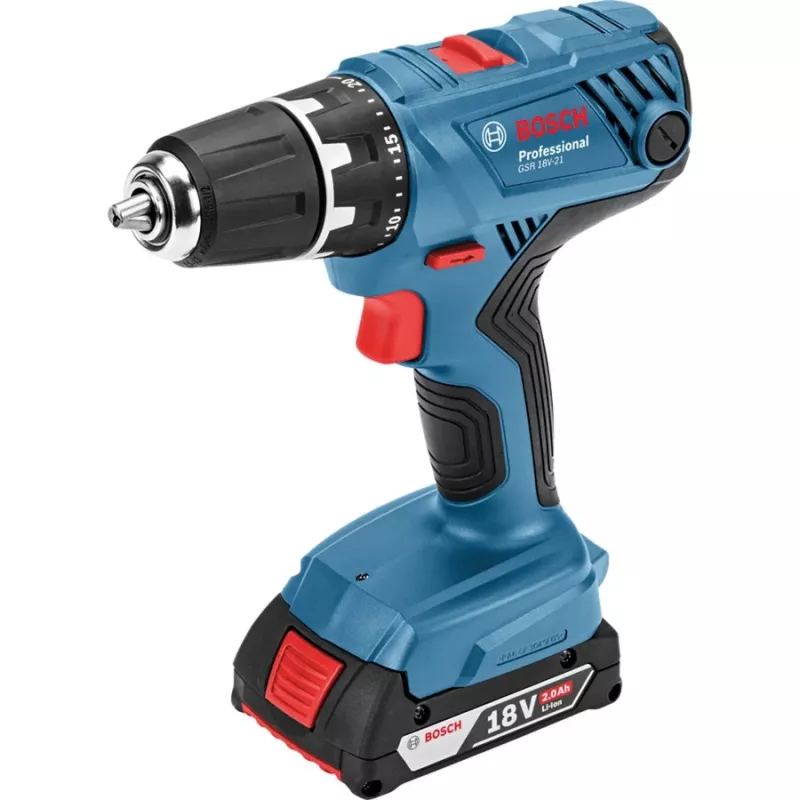 Bosch GSR 18V-21 Professional 1800 RPM 1.2 kg Must, Sinine