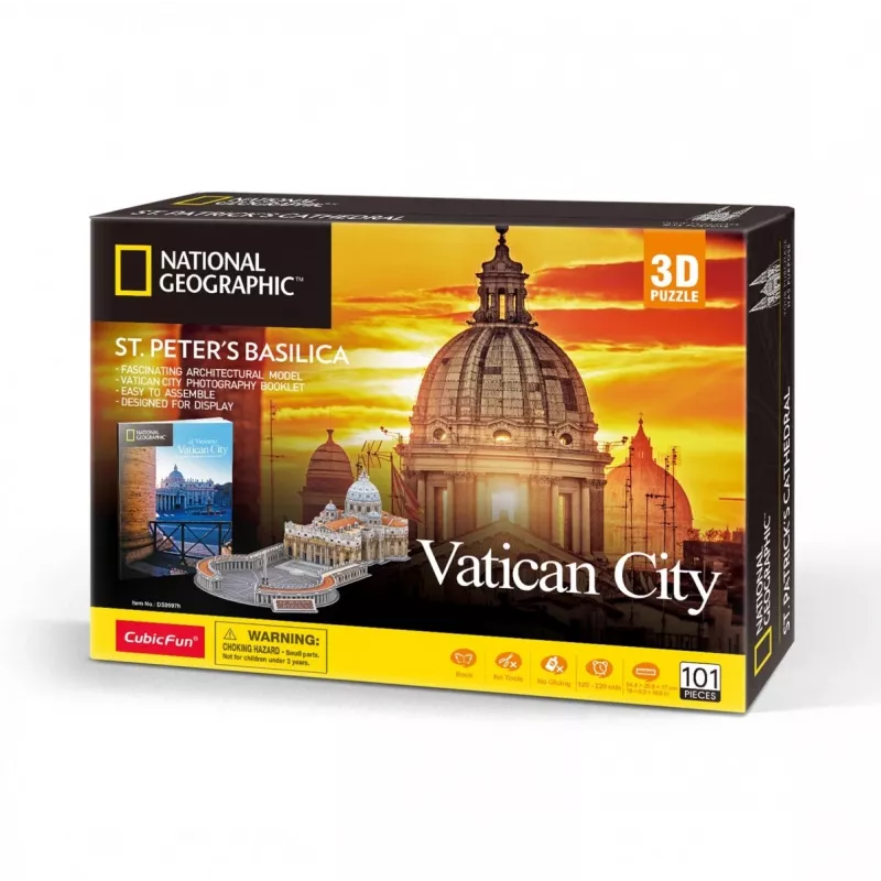 3D puzzle Cubicfun Püha Peetruse basiilika mudel 306-DS0997H, papist tükid, kokkupandud väikemudel