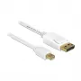 DELOCK kaabel mini DisplayPort pistik > DisplayPort pistik 7,0 m valge