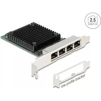 DELOCK PCI Express x4 võrgukaart, 2,5 Gigabit LAN, 4x RJ45 porti