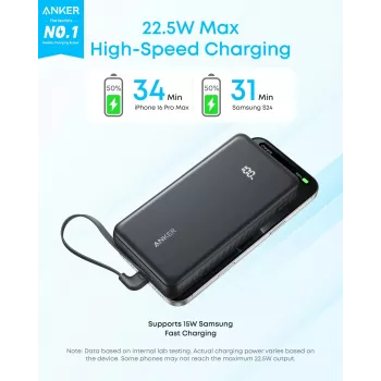 Anker Power Bank, 22.5W | Zolo A110EH11 | 20000 mAh | USB-C | Must