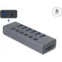USB 3.0 väline 6-pordiline jaotur DELOCK 64237 individuaalsete lülititega ja SD/MicroSD-mälukaardipesaga