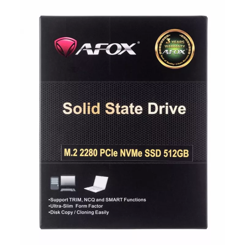 SSD M.2 AFOX ME300-512GN 512 GB PCIe NVMe TLC, lugemine 2000 MB/s, kirjutamine 1600 MB/s