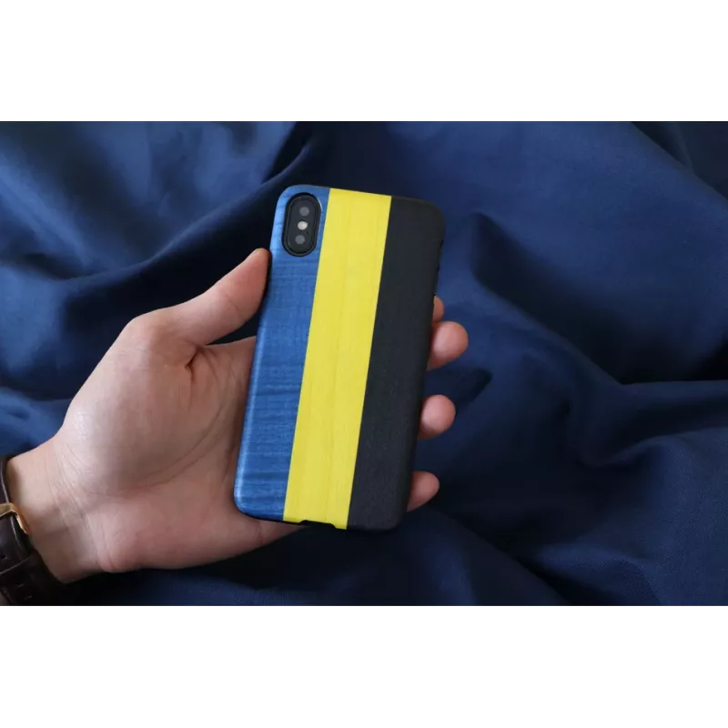 Nutitelefoni ümbris man and wood iPhone X/XS jaoks — dandy blue Must, kaitsev kõva kest