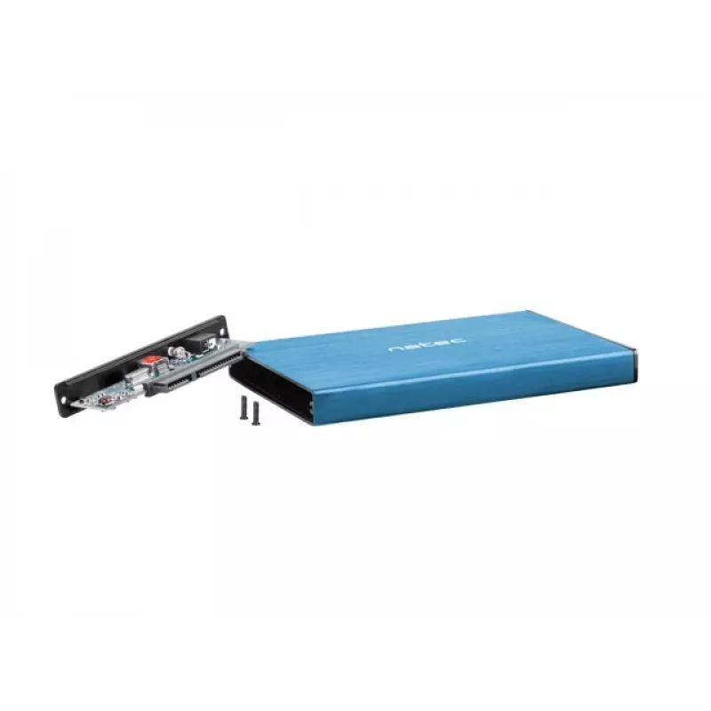 Väline HDD/SSD korpus NATEC Rhino GO 2.5 tolli — USB 3.0, SATA III, kuni 4 TB, 9.5 mm, alumiinium, sinine