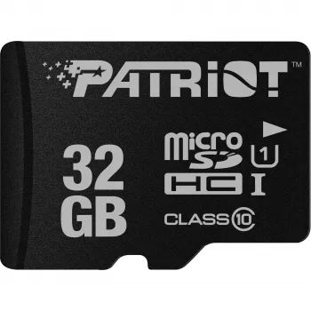 MicroSDHC-mälukaart PATRIOT PSF32GMDC10 — 32 GB, UHS‑I, Class 10 (U1), V10, 80 MB/s, must