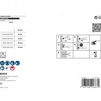 Bosch HSS Twist Drill Bits Cobalt Sets, lõiketera, kõva keraamika, plaat, 1,2 cm, Bosch, hõbedane, 4 tk