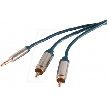 Audio kaabel ShiverPeaks SP30832-5-õhuke 5m 3.5mm 2xRCA Blue Chrome