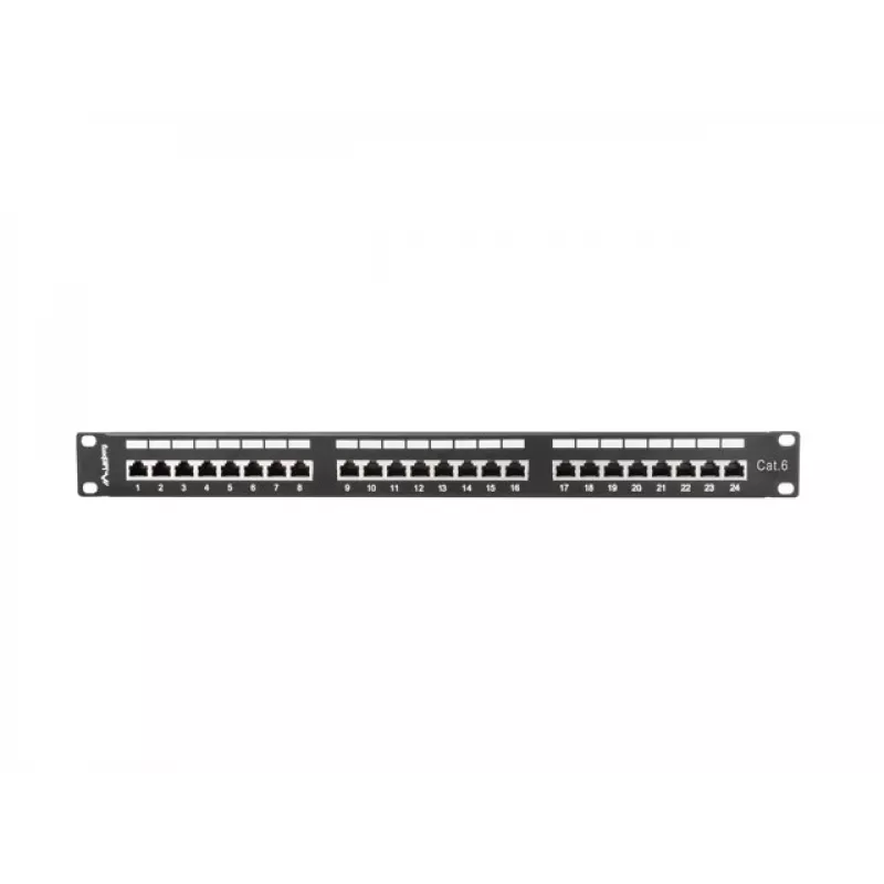 Patch panel 1U LANBERG PPS6-1024-B, 24 pordiga Cat6, metallist, must, 442×114,5×44,5 mm